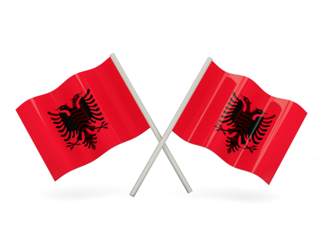 Two wavy flags. Download flag icon of Albania at PNG format