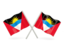 Antigua and Barbuda. Two wavy flags. Download icon.