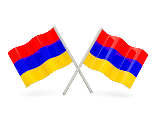 Two wavy flags. Download flag icon of Armenia at PNG format