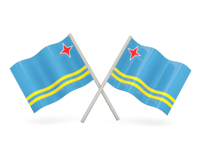 Two wavy flags. Download flag icon of Aruba at PNG format