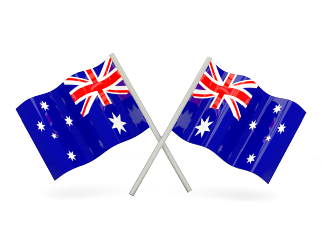 Two wavy flags. Download flag icon of Australia at PNG format