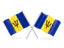 Barbados. Two wavy flags. Download icon.