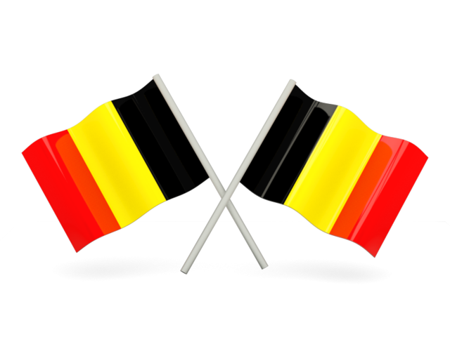 Two wavy flags. Illustration of flag of Belgium