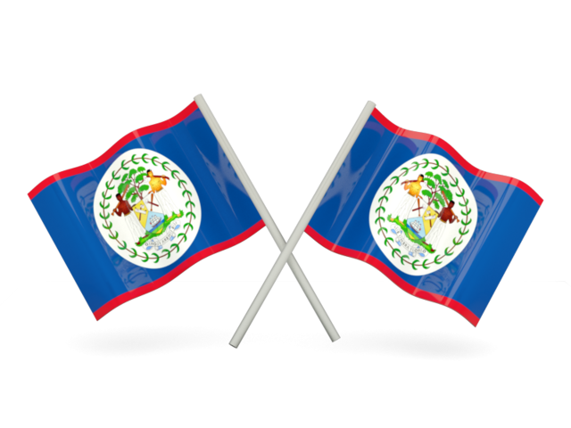Two wavy flags. Download flag icon of Belize at PNG format