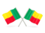 Benin. Two wavy flags. Download icon.