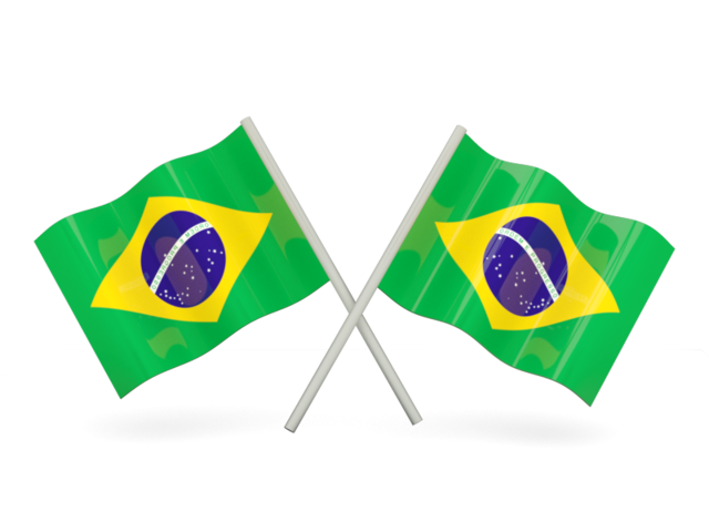 Two wavy flags. Download flag icon of Brazil at PNG format