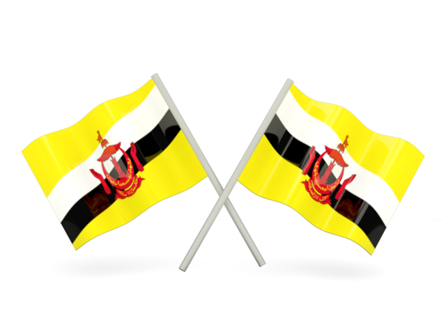 Two wavy flags. Download flag icon of Brunei at PNG format
