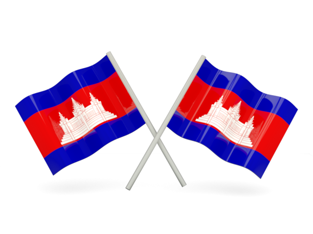 Two wavy flags. Download flag icon of Cambodia at PNG format