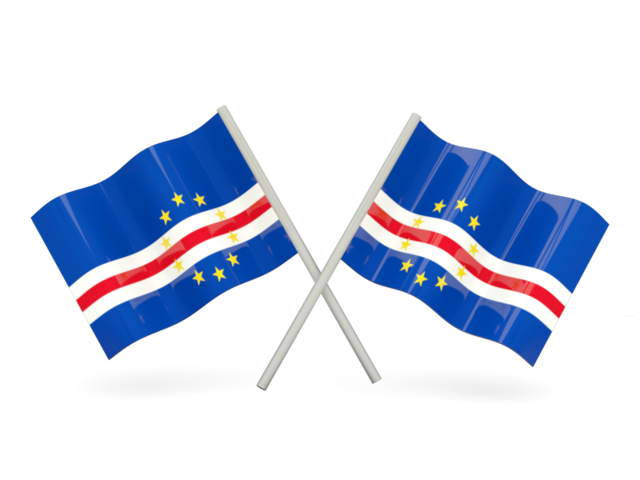 Two wavy flags. Download flag icon of Cape Verde at PNG format