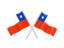 Chile. Two wavy flags. Download icon.