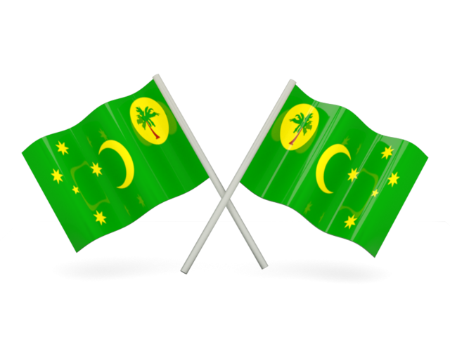 Two wavy flags. Download flag icon of Cocos Islands at PNG format