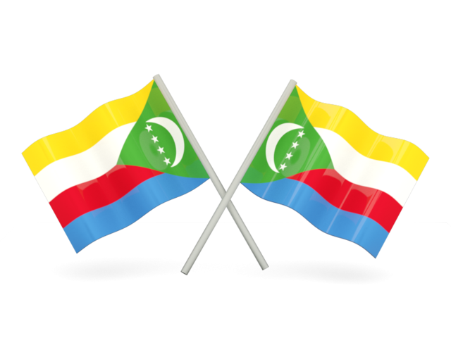 Two wavy flags. Download flag icon of Comoros at PNG format