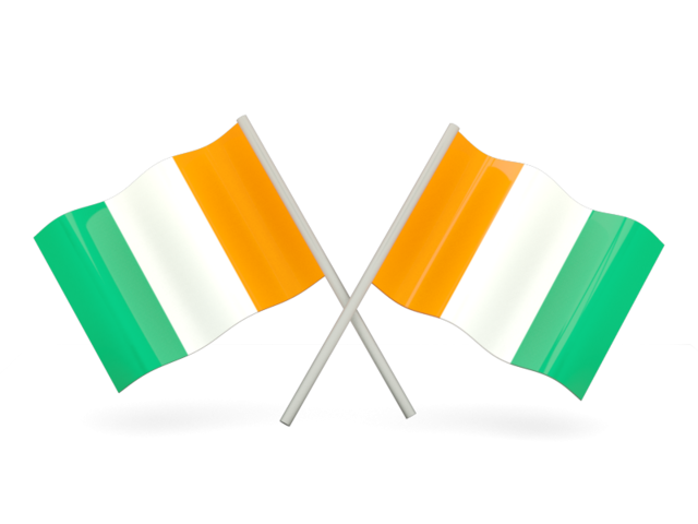 Two wavy flags. Download flag icon of Cote d'Ivoire at PNG format