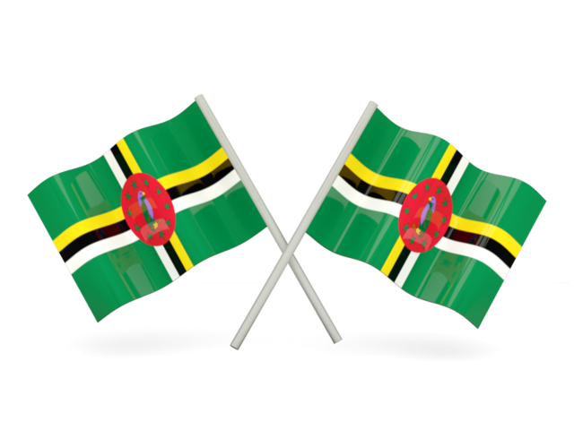 Two wavy flags. Download flag icon of Dominica at PNG format