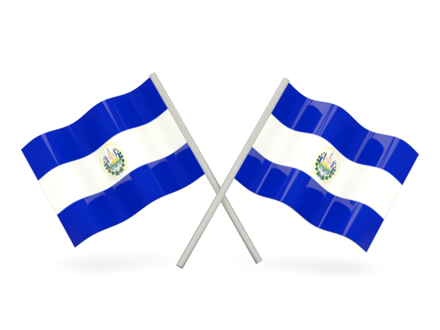 Two wavy flags. Download flag icon of El Salvador at PNG format