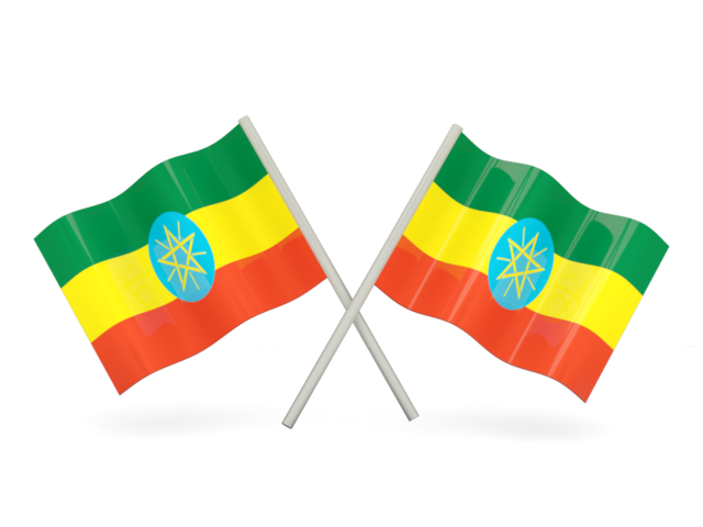 Two wavy flags. Download flag icon of Ethiopia at PNG format