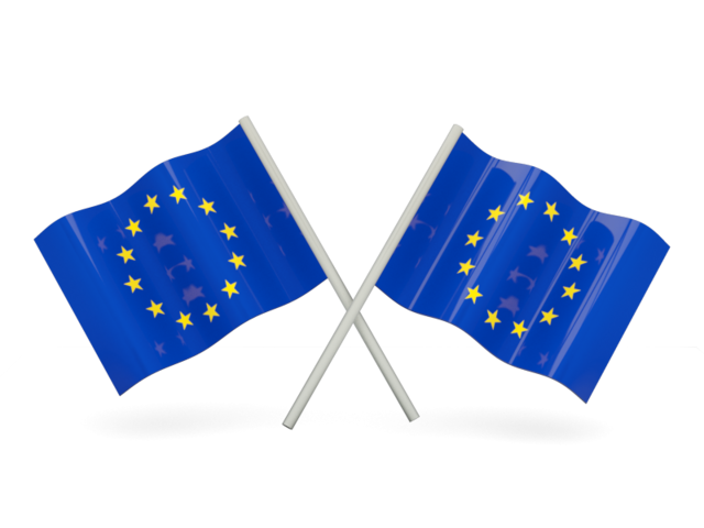 Two wavy flags. Download flag icon of European Union at PNG format