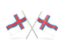 Faroe Islands. Two wavy flags. Download icon.