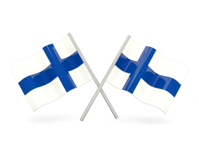 Two wavy flags. Download flag icon of Finland at PNG format