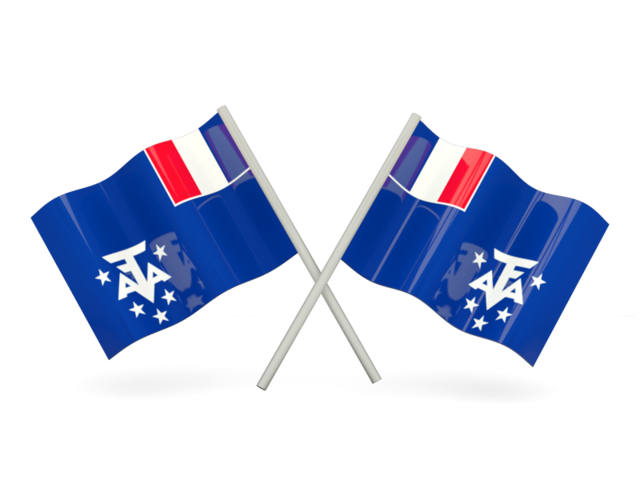 Two wavy flags. Download flag icon of French Southern and Antarctic Lands at PNG format
