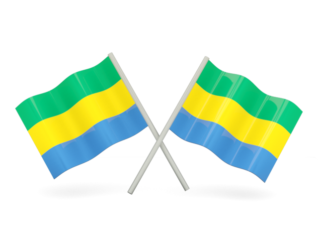 Two wavy flags. Download flag icon of Gabon at PNG format