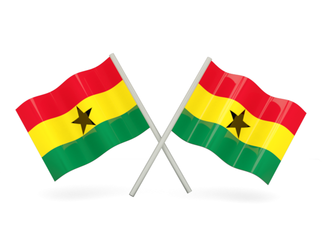 Two wavy flags. Download flag icon of Ghana at PNG format