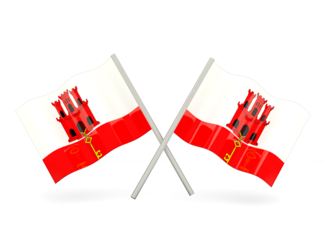 Two wavy flags. Download flag icon of Gibraltar at PNG format
