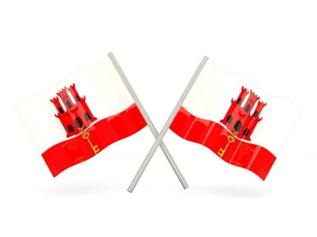 Two wavy flags. Illustration of flag of Gibraltar