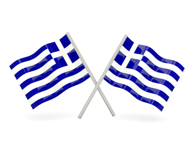 Two wavy flags. Download flag icon of Greece at PNG format