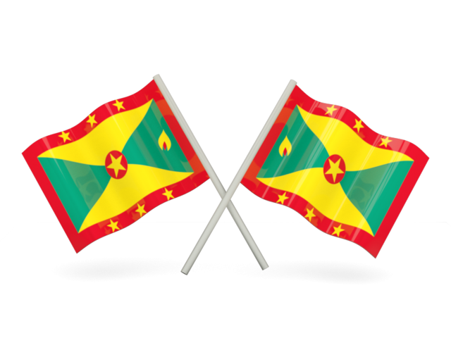 Two wavy flags. Download flag icon of Grenada at PNG format