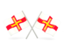 Guernsey. Two wavy flags. Download icon.