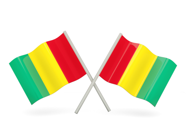 Two wavy flags. Download flag icon of Guinea at PNG format