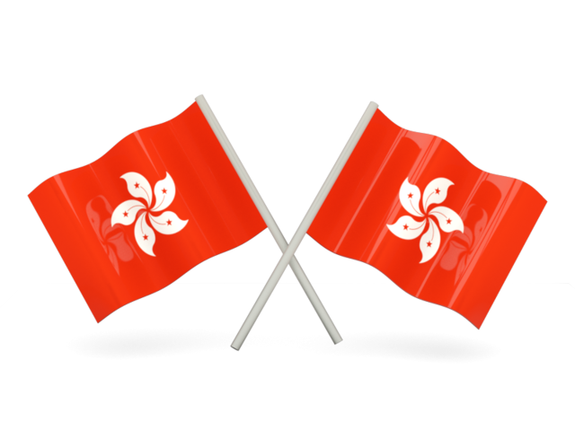 Two wavy flags. Download flag icon of Hong Kong at PNG format