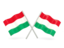 Hungary. Two wavy flags. Download icon.