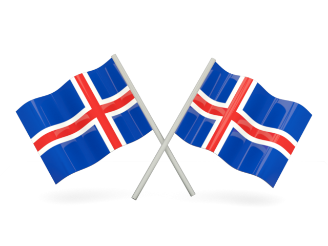 Two wavy flags. Download flag icon of Iceland at PNG format