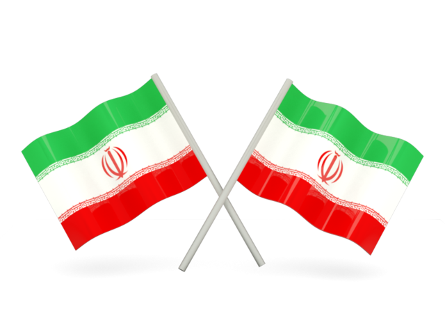 Two wavy flags. Download flag icon of Iran at PNG format