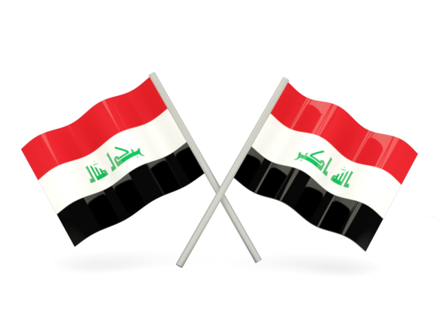 Two wavy flags. Download flag icon of Iraq at PNG format