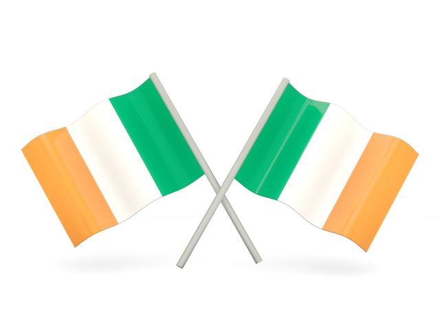Two wavy flags. Download flag icon of Ireland at PNG format