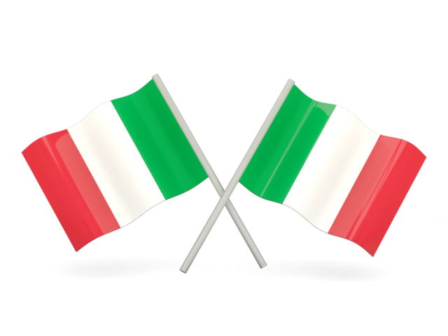 Two wavy flags. Download flag icon of Italy at PNG format