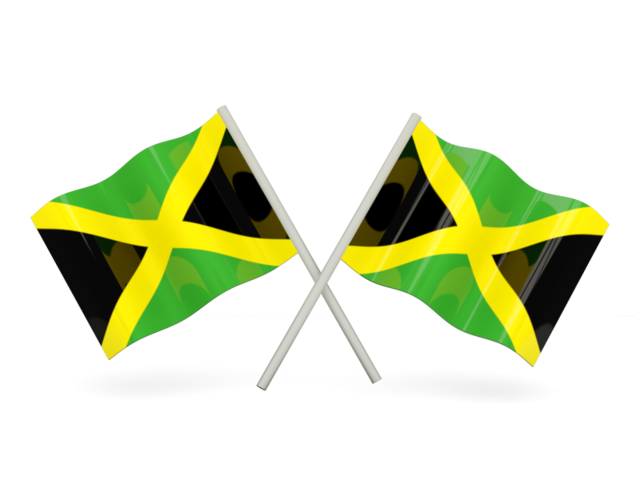 Two wavy flags. Download flag icon of Jamaica at PNG format