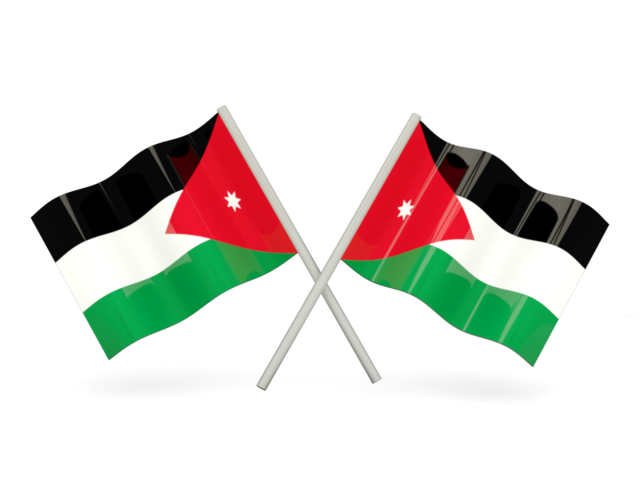 Two wavy flags. Download flag icon of Jordan at PNG format