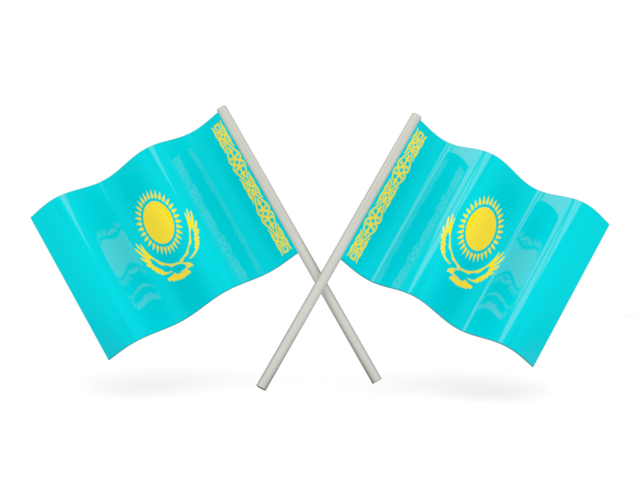 Two wavy flags. Download flag icon of Kazakhstan at PNG format