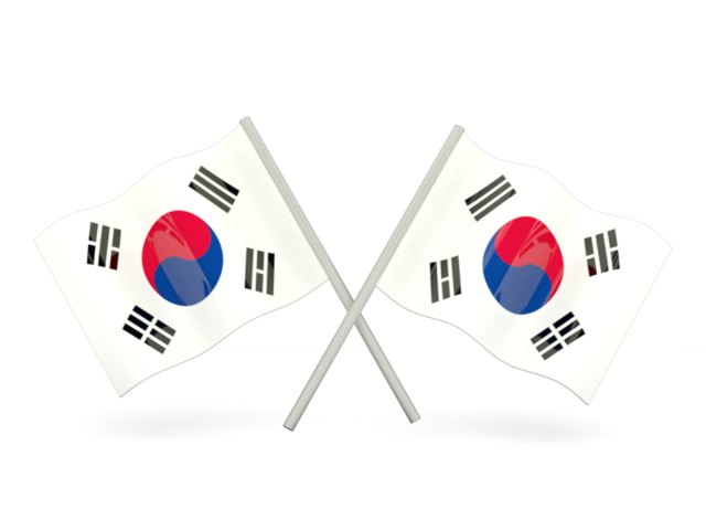 Two wavy flags. Download flag icon of South Korea at PNG format