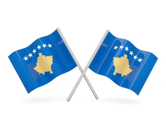 Two wavy flags. Download flag icon of Kosovo at PNG format