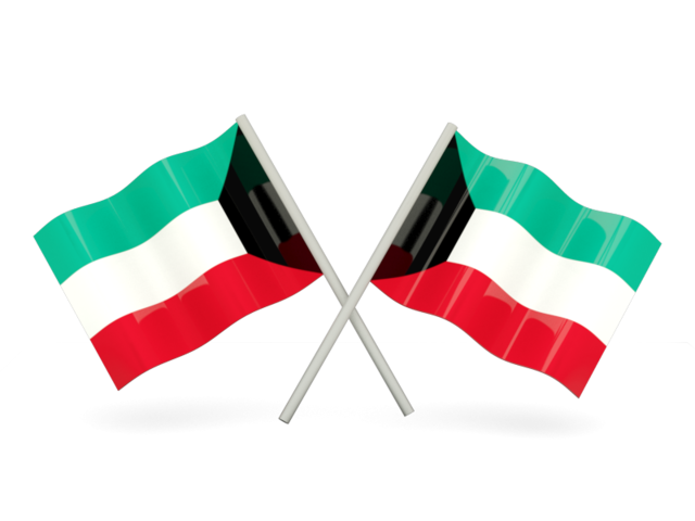 Two wavy flags. Download flag icon of Kuwait at PNG format