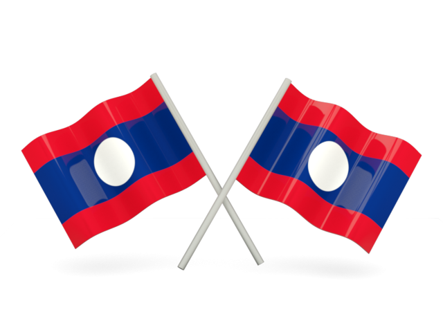 Два волнистых флага. Скачать флаг. Лаос