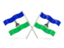 Lesotho. Two wavy flags. Download icon.