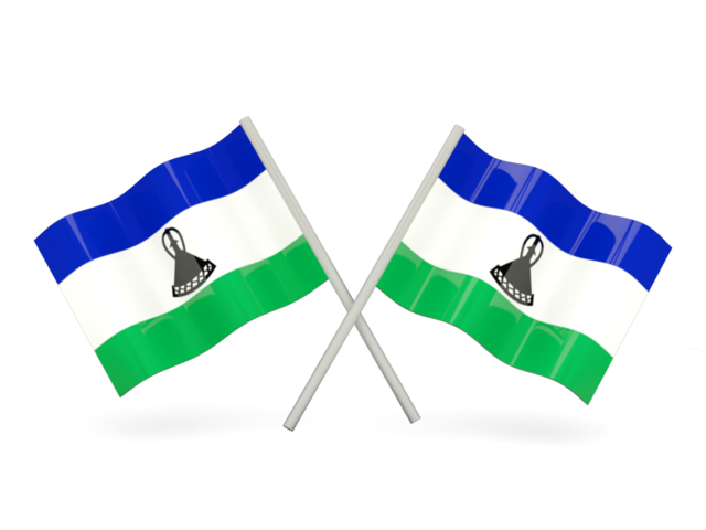 Two wavy flags. Download flag icon of Lesotho at PNG format