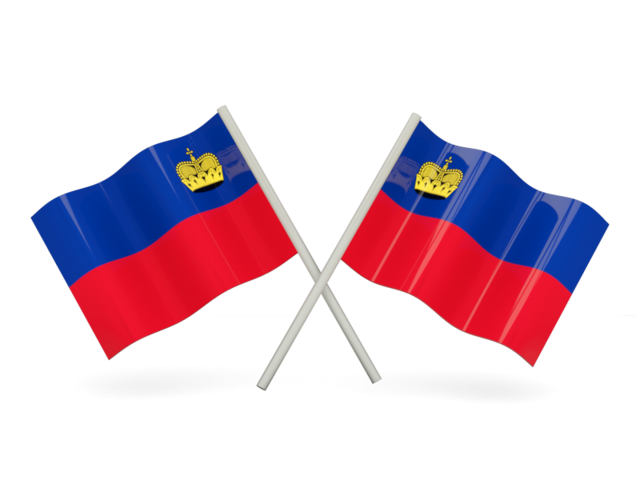 Two wavy flags. Download flag icon of Liechtenstein at PNG format