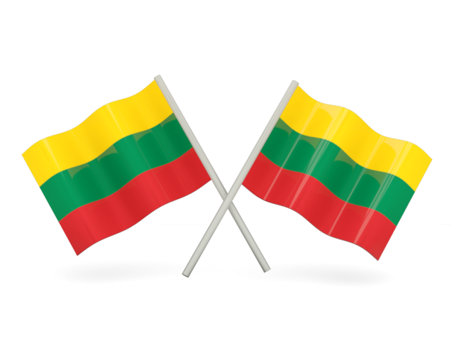 Two wavy flags. Download flag icon of Lithuania at PNG format